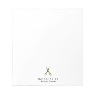Trendy Personalised Gold Scissors Hair Salon  Notepad