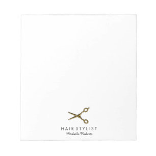 Trendy Personalised Gold Scissors Hair Salon  Notepad