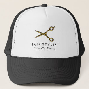 Trendy Personalised Gold Scissors Hair Salon  Trucker Hat