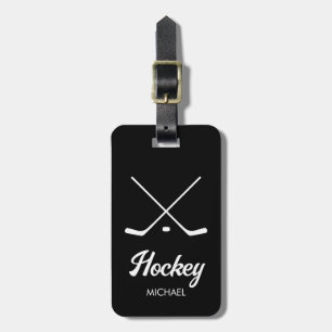 Trendy Personalised Hockey Player Name black       Luggage Tag
