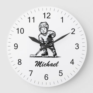 Trendy Personalised Hockey Player Name Large Clock