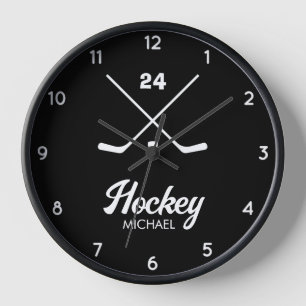 Trendy Personalised Hockey Player Name Number      Clock