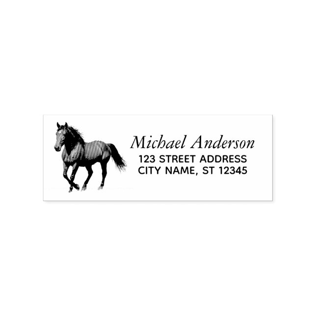 Trendy Personalised Horse Return Address  Rubber Stamp (Imprint)