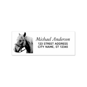 Trendy Personalised Horse Return Address  Rubber  Stamp