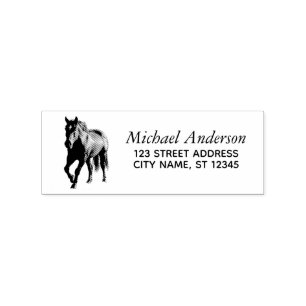 Trendy Personalised Horse Return Address  Rubber Stamp