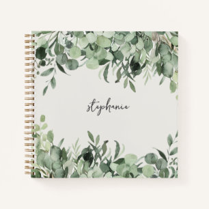 Trendy Personalised Name Eucalyptus Greenery Notebook
