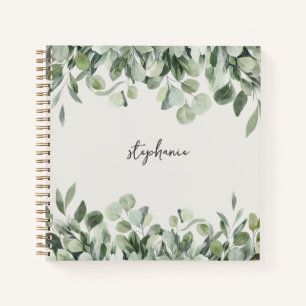 Trendy Personalised Name Eucalyptus Greenery       Notebook