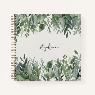 Trendy Personalised Name Eucalyptus Greenery       Notebook