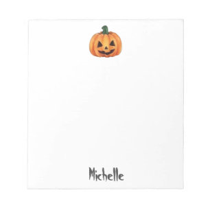 Trendy Personalised Name Halloween Theme Pumpkin Notepad