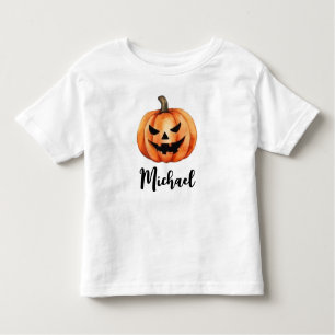 Trendy Personalised Name Orange Pumpkin Halloween Toddler T-Shirt