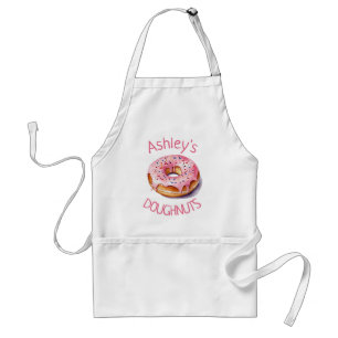 Trendy Personalised Name Watercolor Doughnut Patte Standard Apron