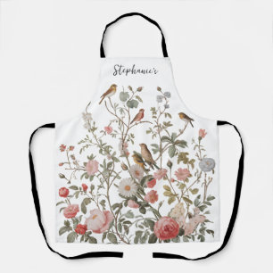 Trendy Personalised Name wildflowers & birds Apron