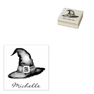Trendy Personalised Name Witch Hat  Halloween      Rubber Stamp