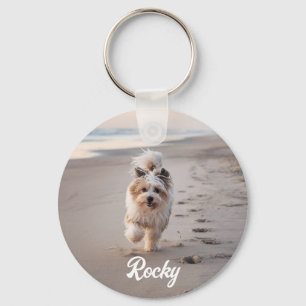 Trendy Personalised Pet Photo and Text Dog Lover Key Ring
