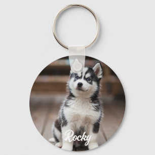 Trendy Personalised Pet Photo and Text Dog Lover Key Ring