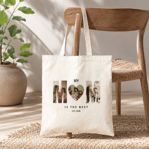 Trendy Personalised Photo MOM Heart Tote Bag