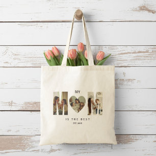 Trendy Personalised Photo MOM Heart Tote Bag