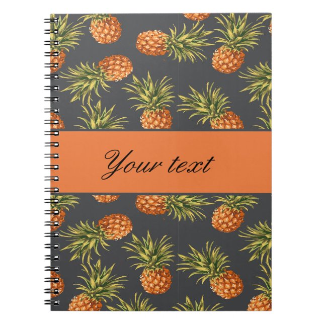 Trendy Personalised Pineapple Spiral Notebook (Front)
