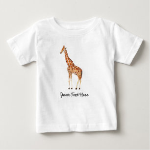 Trendy Personalised Safari Animal cute Giraffe     Baby T-Shirt