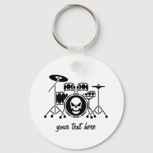 Trendy Personalised skull Drum Set Music Drummer   Key Ring