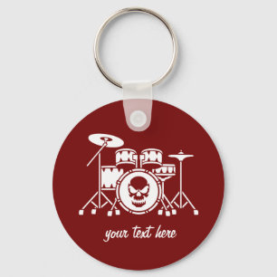 Trendy Personalised skull Drum Set Music Drummer   Key Ring