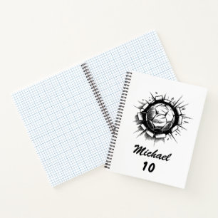 Trendy Personalised Soccer Football Name & Number Notebook