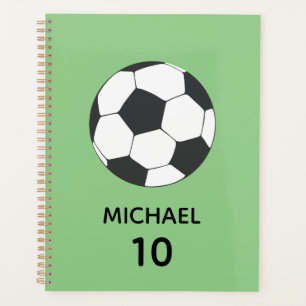 Trendy Personalised Soccer Football Name & Number  Planner