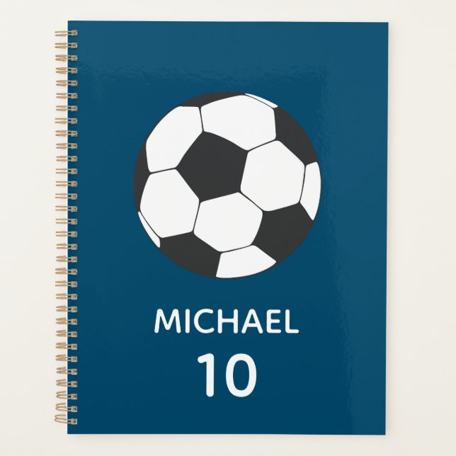 Trendy Personalised Soccer Football Name &Number Planner (Front)