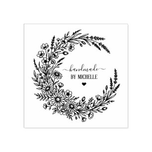 Trendy Personalised Stylish Handmade With Love     Rubber Stamp