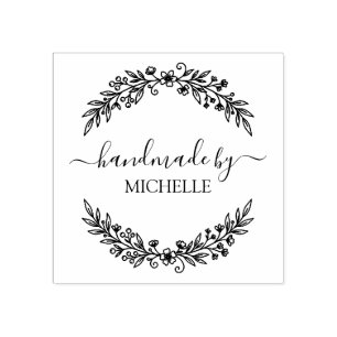 Trendy Personalised Stylish Handmade With Love Rubber Stamp