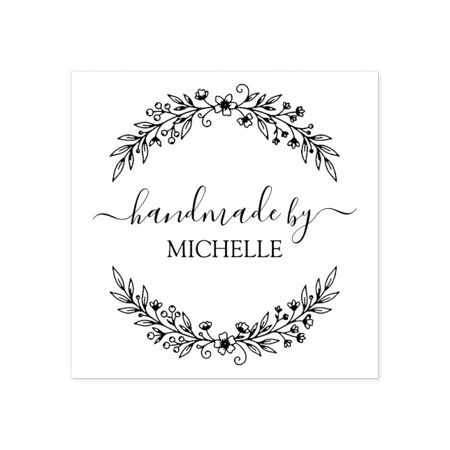 Trendy Personalised Stylish Handmade With Love Rubber Stamp (Imprint)