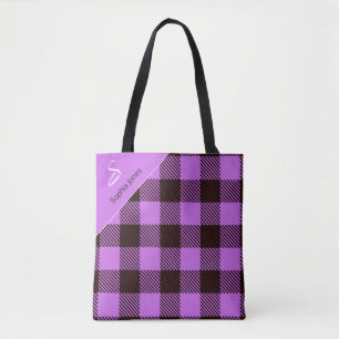 Trendy Personalised Tartan Teacher Thank you Gift Tote Bag