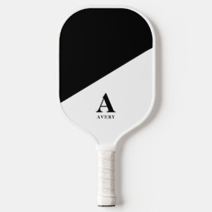 Trendy Personalised Youthful black white Design Pickleball Paddle