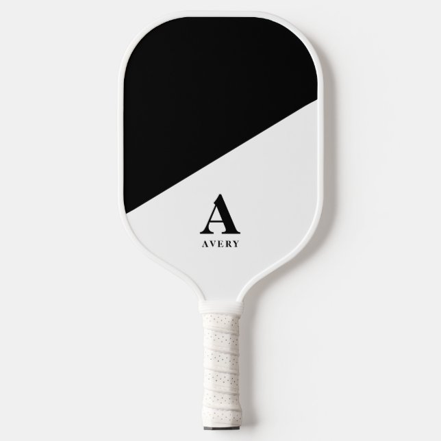 Trendy Personalised Youthful black white Design Pickleball Paddle (Front)