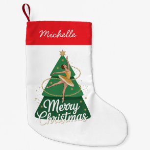 Trendy Personalized Ballerina Christmas Tree  Small Christmas Stocking