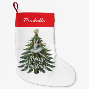 Trendy Personalized Ballerina Christmas Tree  Small Christmas Stocking