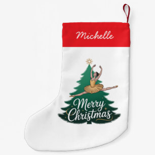 Trendy Personalized Ballerina Christmas Tree  Small Christmas Stocking