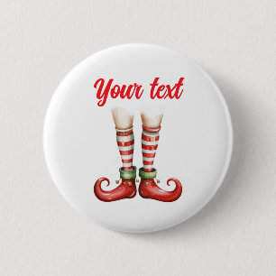 Trendy Personalized Christmas Holiday Elf Feet     6 Cm Round Badge