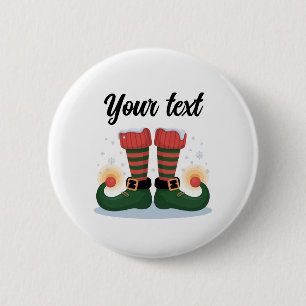 Trendy Personalized Christmas Holiday Elf Feet     6 Cm Round Badge