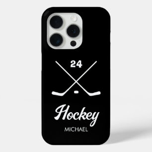 Trendy Personalized Hockey Player Name Number iPhone 15 Pro Case