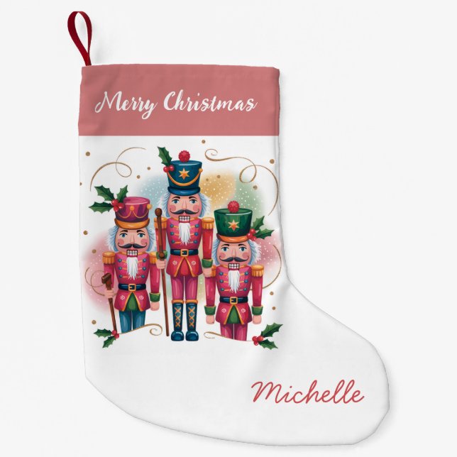 Trendy  Personalized Nutcracker Merry Christmas    Small Christmas Stocking (Front)