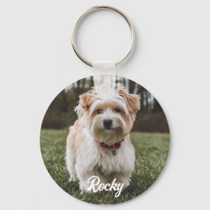 Trendy Personalized Pet Photo and Text Dog Lover   Key Ring