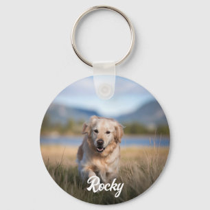 Trendy Personalized Pet Photo and Text Dog Lover   Key Ring
