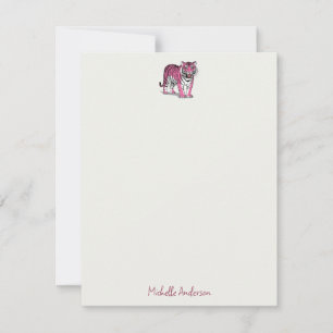 Trendy Personalized Pink Tiger Stationery  Card
