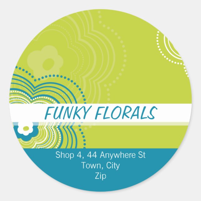 TRENDY PERSONALIZED STICKER :: funky flower 12 (Front)