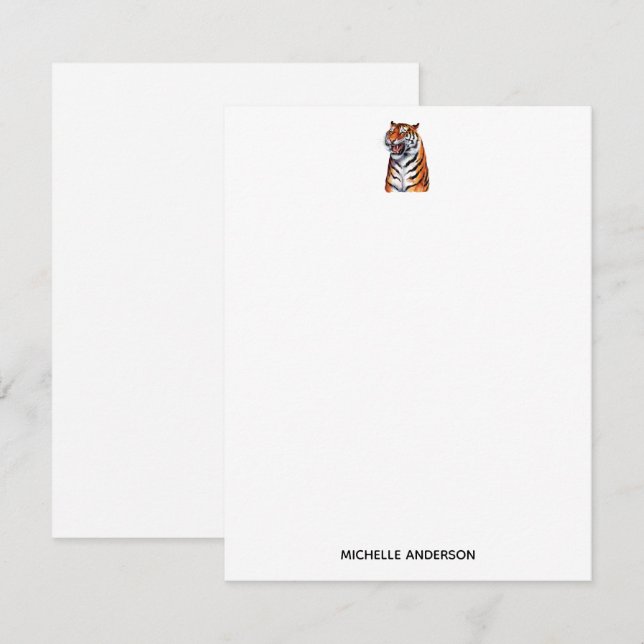Trendy Personalized Tiger Stationery  Card (Front/Back)