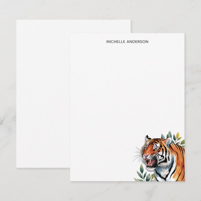 Trendy Personalized Tiger Stationery  Card (Front/Back)