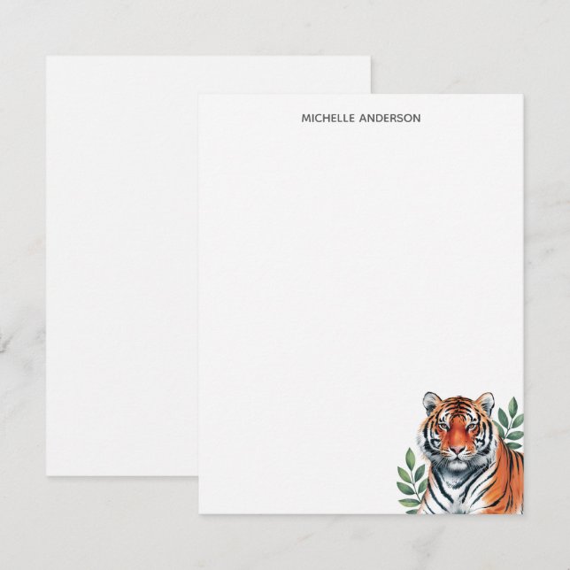Trendy Personalized Tiger Stationery  Card (Front/Back)