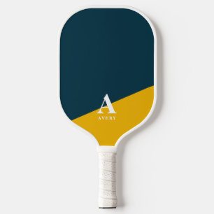 Trendy Personalized Youthful Blue Yellow Design Pickleball Paddle