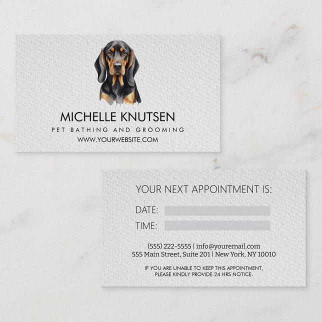 Trendy Pet Bathing and Grooming Appointment Card (Front/Back)